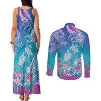 Polynesia Sea Turtle Couple Couples Matching Tank Maxi Dress and Long Sleeve Button Shirt Love Is Life