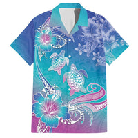 Polynesia Sea Turtle Couple Family Matching Off Shoulder Short Dress and Hawaiian Shirt Love Is Life