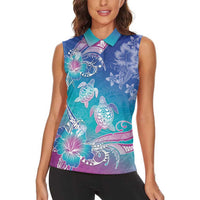 Polynesia Sea Turtle Couple Women Sleeveless Polo Shirt Love Is Life