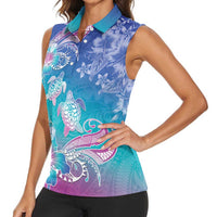 Polynesia Sea Turtle Couple Women Sleeveless Polo Shirt Love Is Life