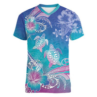 Polynesia Sea Turtle Couple Women V-Neck T-Shirt Love Is Life