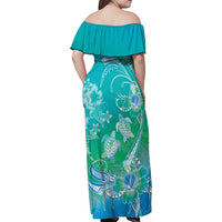 Polynesia Sea Turtle Couple Family Matching Off Shoulder Maxi Dress and Hawaiian Shirt I Am Turtley In Love With You