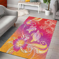Polynesia Sea Turtle Couple Area Rug One Soul One Love