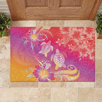 Polynesia Sea Turtle Couple Rubber Doormat One Soul One Love