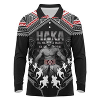 New Zealand Aotearoa Long Sleeve Polo Shirt Traditional Kapa Haka
