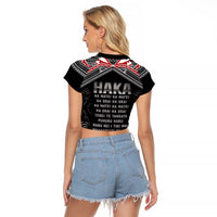 New Zealand Aotearoa Raglan Cropped T Shirt Traditional Kapa Haka LT05 - Polynesian Pride