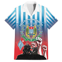 Personalised Free West Papua Family Matching Off The Shoulder Long Sleeve Dress and Hawaiian Shirt One People One Soul Unique Style LT05 Dad's Shirt - Short Sleeve Blue - Polynesian Pride