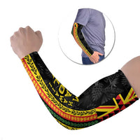 Hawaii Maoli Spirit Arm Sleeves Kakau Pattern With Flower Lei - Polynesian Pride