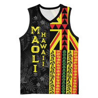 Hawaii Maoli Spirit Basketball Jersey Kakau Pattern With Flower Lei - Polynesian Pride