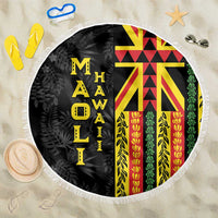 Hawaii Maoli Spirit Beach Blanket Kakau Pattern With Flower Lei - Polynesian Pride