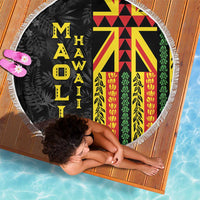 Hawaii Maoli Spirit Beach Blanket Kakau Pattern With Flower Lei - Polynesian Pride