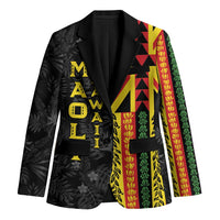 Hawaii Maoli Spirit Blazer Kakau Pattern With Flower Lei - Polynesian Pride
