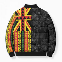 Hawaii Maoli Spirit Bomber Puffer Jacket Kakau Pattern With Flower Lei - Polynesian Pride
