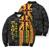 Hawaii Maoli Spirit Bomber Puffer Jacket Kakau Pattern With Flower Lei - Polynesian Pride