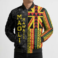 Hawaii Maoli Spirit Bomber Puffer Jacket Kakau Pattern With Flower Lei - Polynesian Pride
