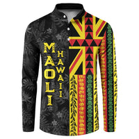 Hawaii Maoli Spirit Button Sweatshirt Kakau Pattern With Flower Lei - Polynesian Pride