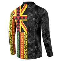 Hawaii Maoli Spirit Button Sweatshirt Kakau Pattern With Flower Lei - Polynesian Pride