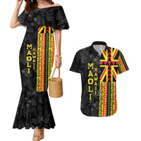 Hawaii Maoli Spirit Couples Matching Mermaid Dress and Hawaiian Shirt Kakau Pattern With Flower Lei - Polynesian Pride