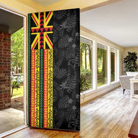 Hawaii Maoli Spirit Door Cover Kakau Pattern With Flower Lei - Polynesian Pride