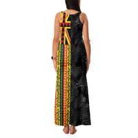 Hawaii Maoli Spirit Family Matching Tank Maxi Dress and Hawaiian Shirt Kakau Pattern With Flower Lei - Polynesian Pride