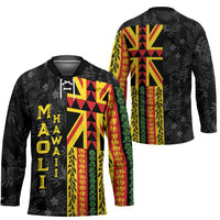 Hawaii Maoli Spirit Hockey Jersey Kakau Pattern With Flower Lei LT05 - Polynesian Pride