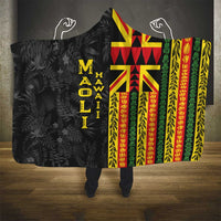 Hawaii Maoli Spirit Hooded Blanket Kakau Pattern With Flower Lei - Polynesian Pride
