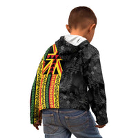 Hawaii Maoli Spirit Kid Hoodie Kakau Pattern With Flower Lei - Polynesian Pride