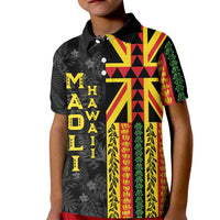 Hawaii Maoli Spirit Kid Polo Shirt Kakau Pattern With Flower Lei - Polynesian Pride
