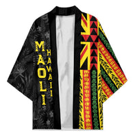 Hawaii Maoli Spirit Kimono Kakau Pattern With Flower Lei - Polynesian Pride