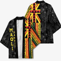Hawaii Maoli Spirit Kimono Kakau Pattern With Flower Lei - Polynesian Pride