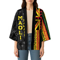 Hawaii Maoli Spirit Kimono Kakau Pattern With Flower Lei - Polynesian Pride