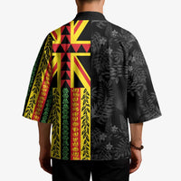 Hawaii Maoli Spirit Kimono Kakau Pattern With Flower Lei - Polynesian Pride