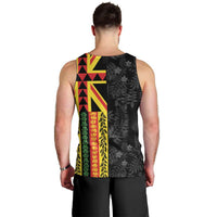 Hawaii Maoli Spirit Men Tank Top Kakau Pattern With Flower Lei - Polynesian Pride