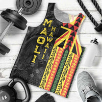 Hawaii Maoli Spirit Men Tank Top Kakau Pattern With Flower Lei - Polynesian Pride