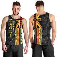 Hawaii Maoli Spirit Men Tank Top Kakau Pattern With Flower Lei - Polynesian Pride
