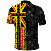 Hawaii Maoli Spirit Polo Shirt Kakau Pattern With Flower Lei - Polynesian Pride