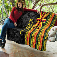 Hawaii Maoli Spirit Quilt Kakau Pattern With Flower Lei - Polynesian Pride