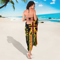 Hawaii Maoli Spirit Sarong Kakau Pattern With Flower Lei - Polynesian Pride
