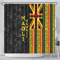 Hawaii Maoli Spirit Shower Curtain Kakau Pattern With Flower Lei - Polynesian Pride