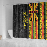 Hawaii Maoli Spirit Shower Curtain Kakau Pattern With Flower Lei - Polynesian Pride