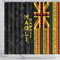 Hawaii Maoli Spirit Shower Curtain Kakau Pattern With Flower Lei - Polynesian Pride
