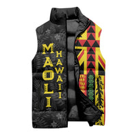 Hawaii Maoli Spirit Sleeveless Puffer Jacket Kakau Pattern With Flower Lei - Polynesian Pride