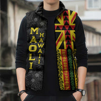 Hawaii Maoli Spirit Sleeveless Puffer Jacket Kakau Pattern With Flower Lei - Polynesian Pride