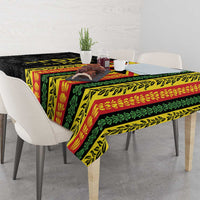 Hawaii Maoli Spirit Tablecloth Kakau Pattern With Flower Lei - Polynesian Pride