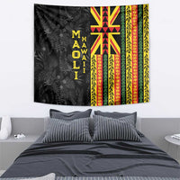 Hawaii Maoli Spirit Tapestry Kakau Pattern With Flower Lei - Polynesian Pride