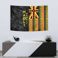 Hawaii Maoli Spirit Tapestry Kakau Pattern With Flower Lei - Polynesian Pride