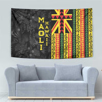 Hawaii Maoli Spirit Tapestry Kakau Pattern With Flower Lei - Polynesian Pride