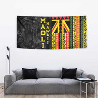 Hawaii Maoli Spirit Tapestry Kakau Pattern With Flower Lei - Polynesian Pride