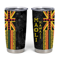 Hawaii Maoli Spirit Tumbler Cup Kakau Pattern With Flower Lei - Polynesian Pride