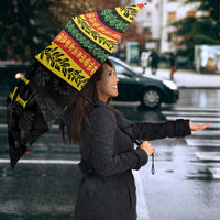 Hawaii Maoli Spirit Umbrella Kakau Pattern With Flower Lei - Polynesian Pride